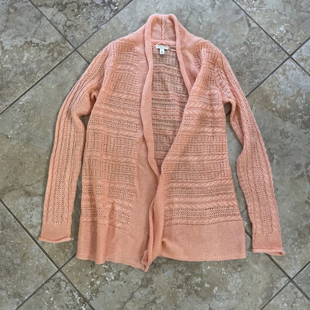 Sonoma Life + Style Peach Open Front Knit Cardigan Sweater Womens XS
